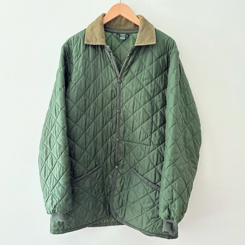 Lavenham men’s Raydon Jacket Quilted Chore Coat Green Corduroy collar Large VTG